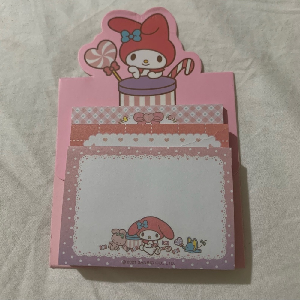 Pink My Melody 3 Layer Sticky Note Memo Slips with Built-in Holder